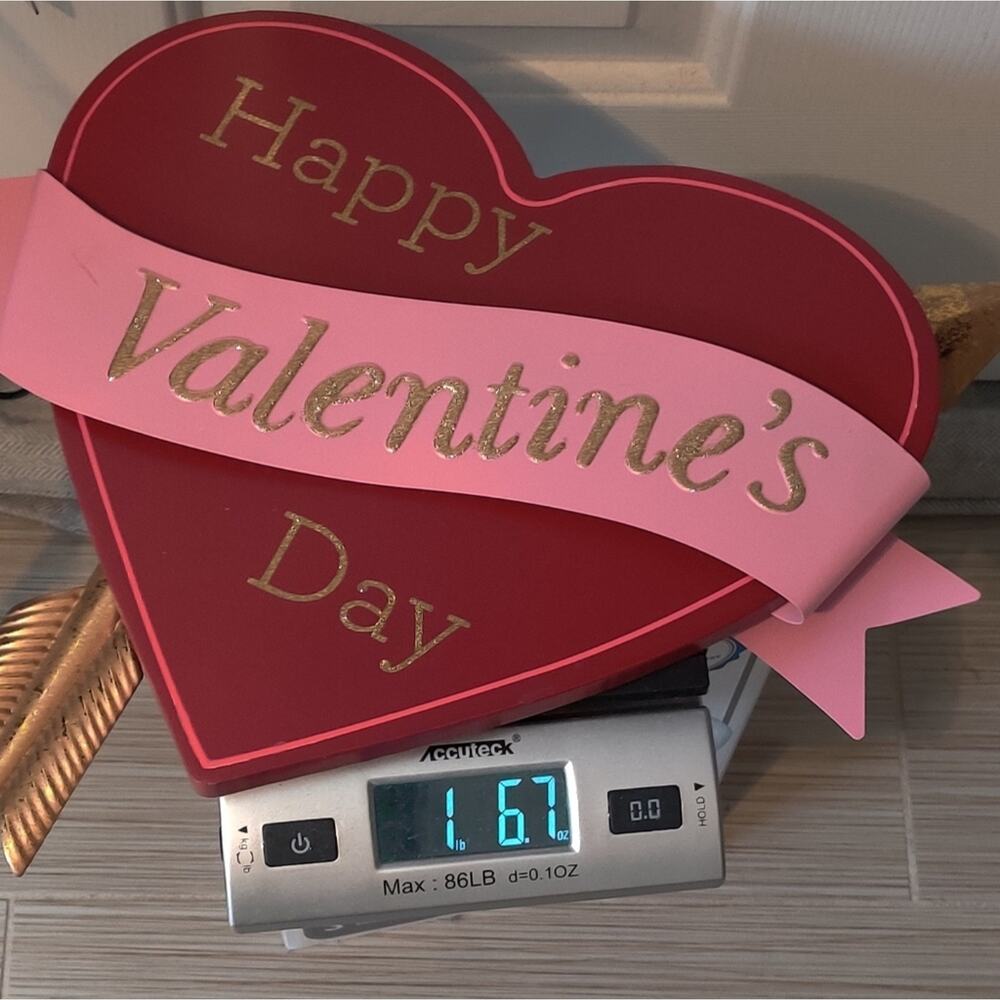 Happy Valentines Day Heart Arrow Wood Wall Decor Red Pink Gold Glitter Sign - Picture 10 of 14